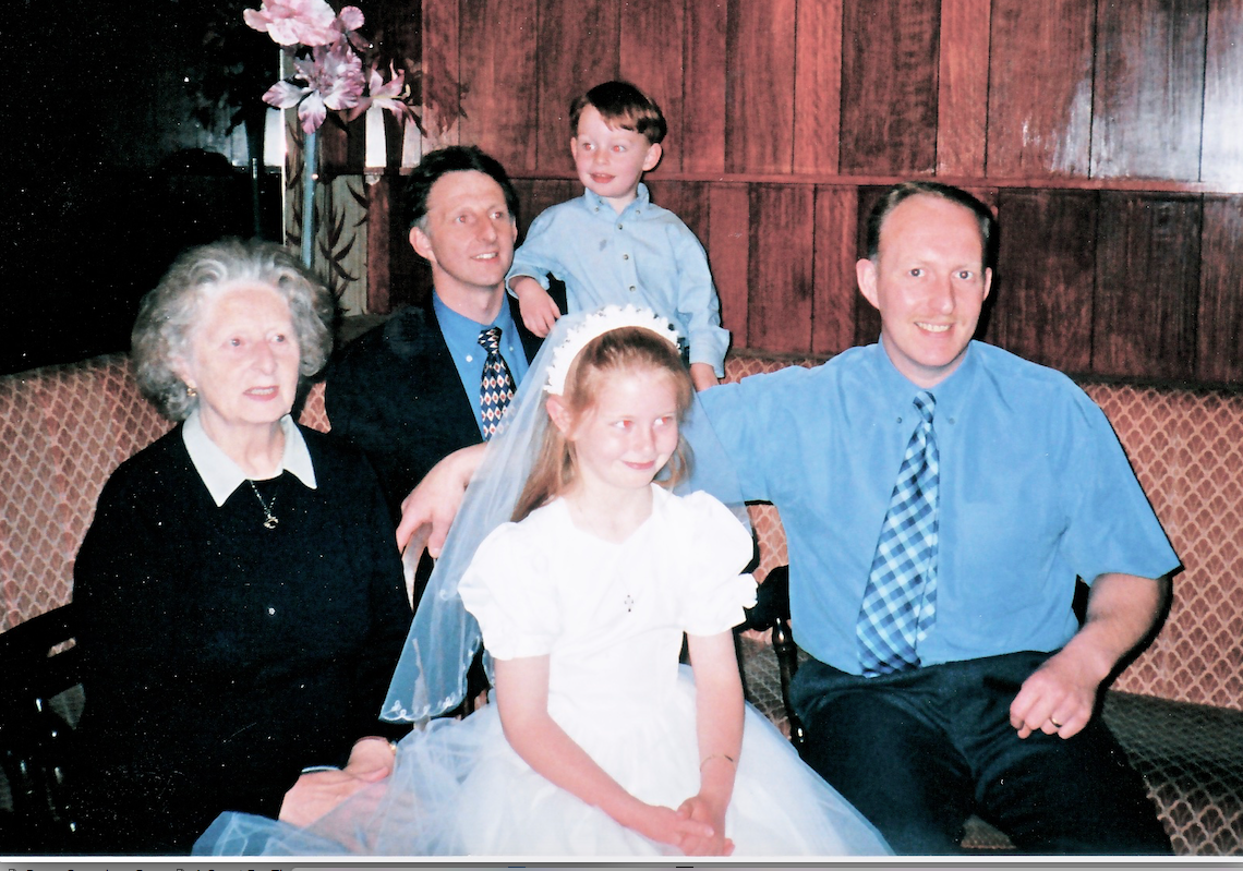 David at the front with his mum Irene, his brother Alan and Alan's two children Sarah and Christopher